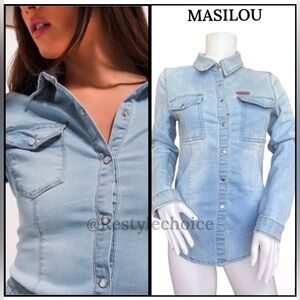 MASILOU WESTERN STYLE BUTTON FITTED DENIM JACKET